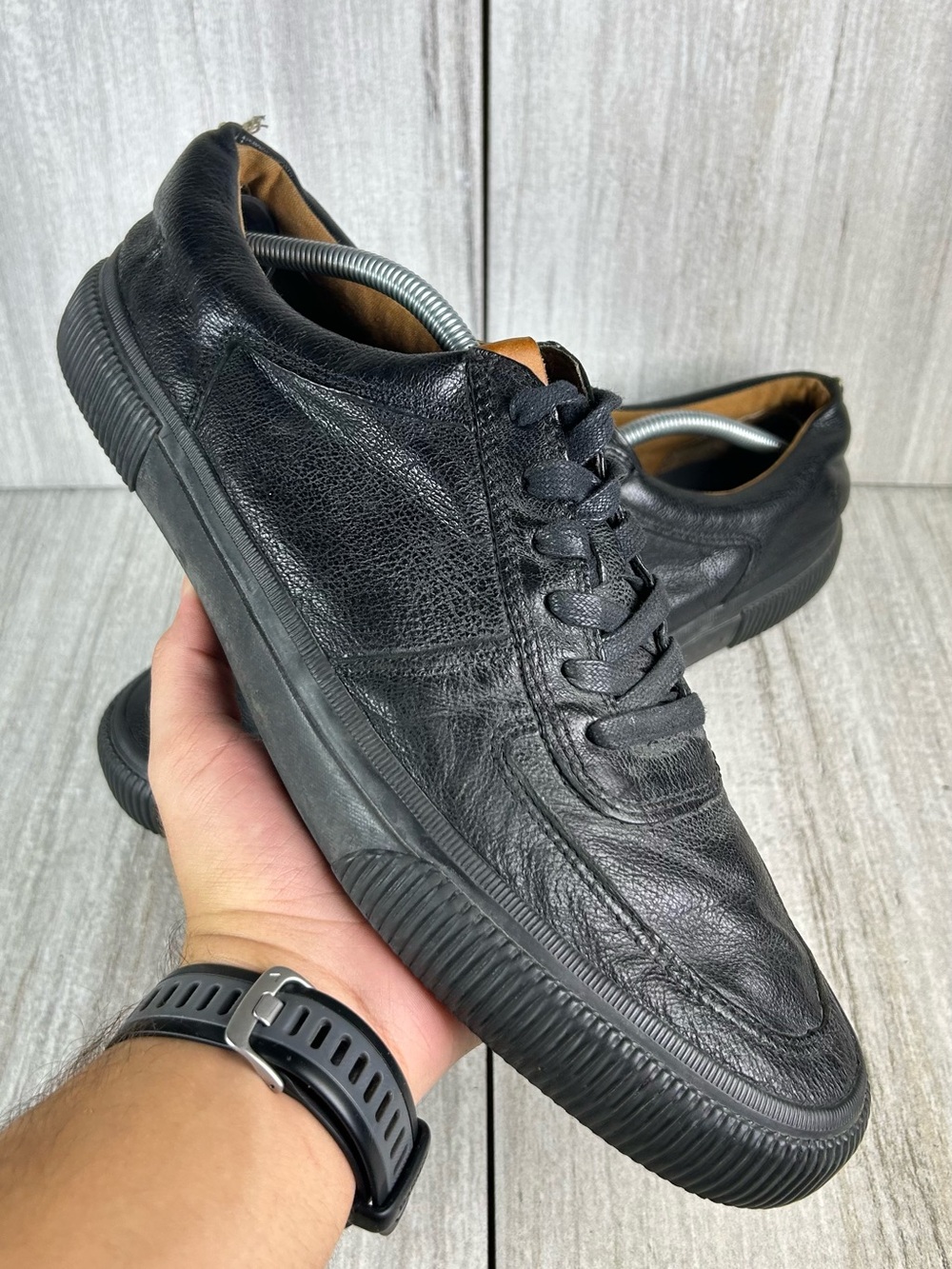 Frye Black Leather Sneaker Low-Top Lace-Up Casual Shoes Mens Size 11.5